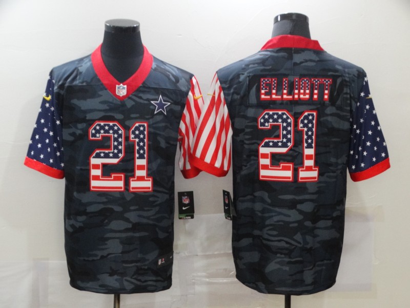 Men's Dallas Cowboys Ezekiel Elliott #21 Gray Camouflage Jersey